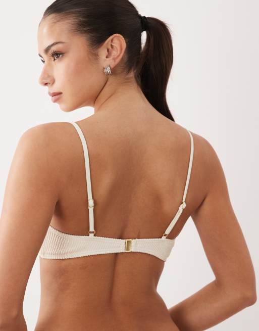 South Beach - Essentials - Top bikini con nodo sul davanti stropicciato color cocco, 2 di 4