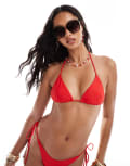 South Beach essentials triangle bikini top in red