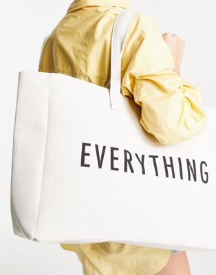 South Beach everything oversized tote bag in cream