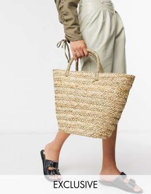 north south straw beach tote