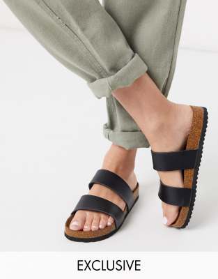 slip on sandals black