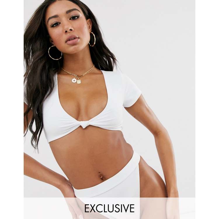 Away We Go Cap Sleeve Crop Bikini Top