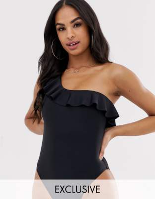 one shoulder frill bikini