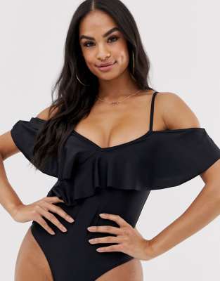 black frill swimsuit
