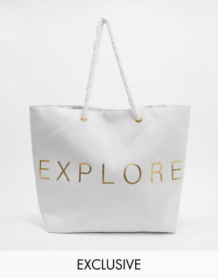 white beach tote