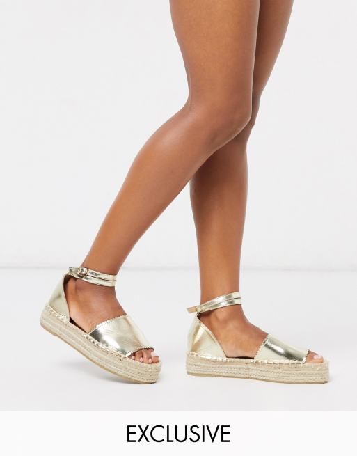 Gold store espadrille flatforms