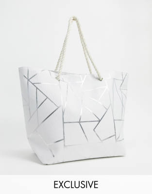 white beach tote