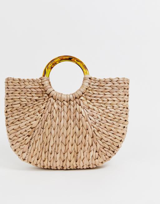 Straw half moon discount clutch