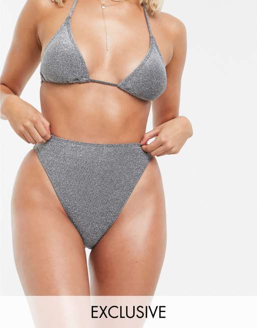 Atlantische Oceaan evolutie Kostuum South Beach Exclusive high leg bikini bottom in metallic silver glitter |  ASOS