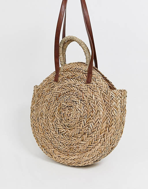 South Beach Exclusive large round straw bag
