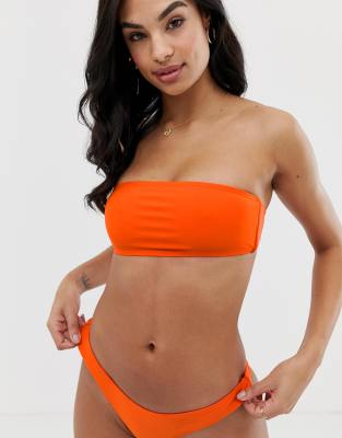 orange bandeau swimsuit