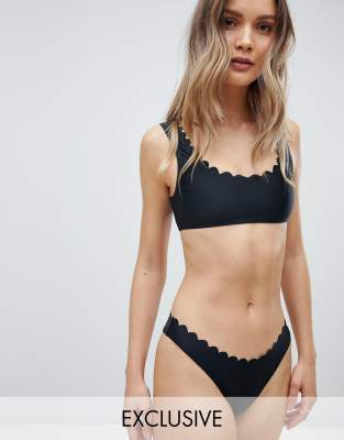black scallop bikini bottoms