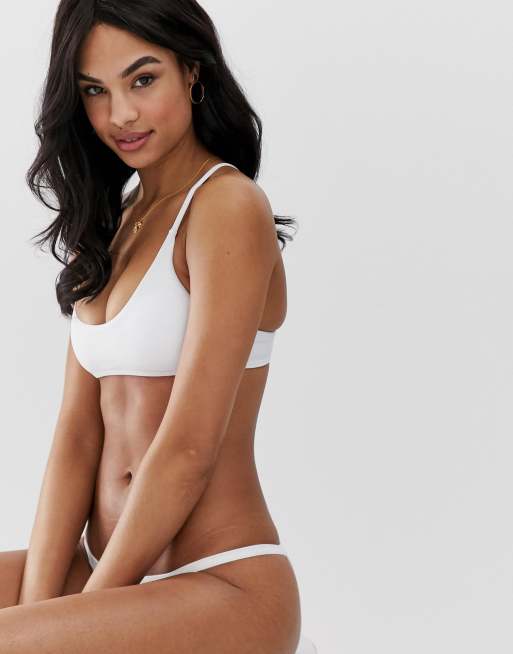 White scoop best sale neck bikini