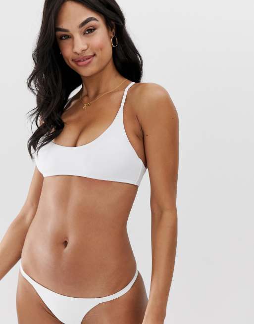 South Beach Exclusive mix and match skimpy tanga bikini bottom in white, 4 of 4