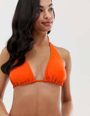 South Beach exclusive mix and match triangle bikini top in neon orange