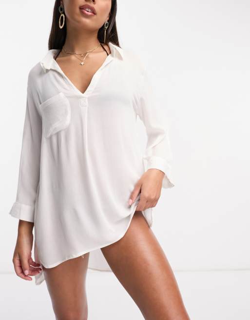 white oversized beach shirt