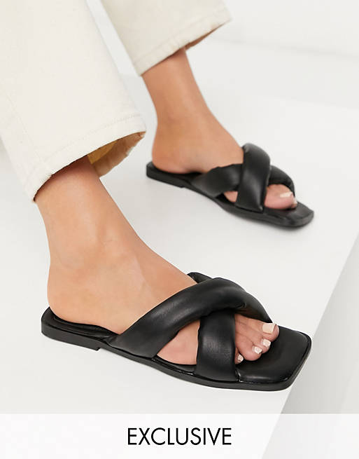 South Beach Exclusive padded slide sandals in black