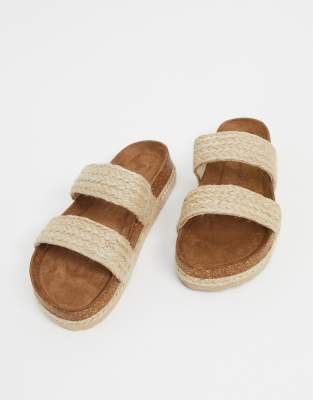 raffia slide sandals