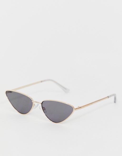 South Beach Exclusive slim cat eye sunglasses with gold frame and black lens