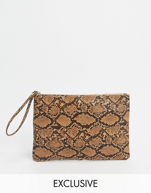 South Beach Exclusive snake effect pouch with wristlet