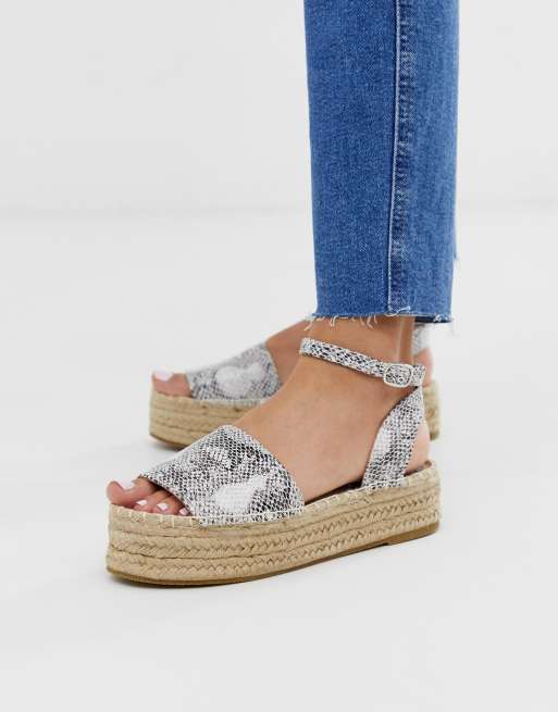 schuh Victoria flatform espadrille sandals in black