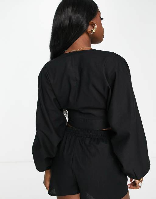 South Beach Exclusive tie up beach top in black (part of a set), 4 of 4