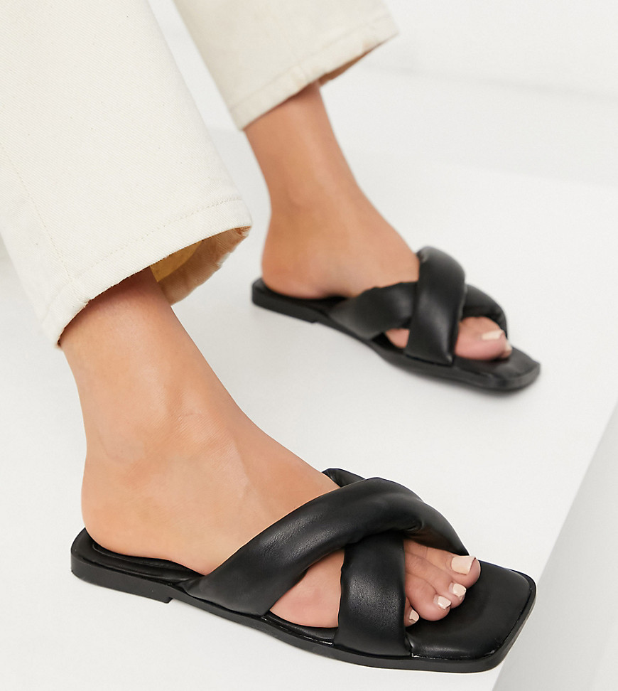 South Beach - Exclusieve gewatteerde slipper-sandalen in zwart