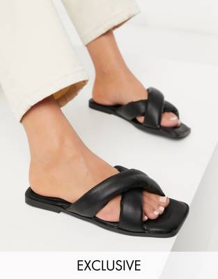 south beach -  – Exklusive, gepolsterte Badesandalen in Schwarz