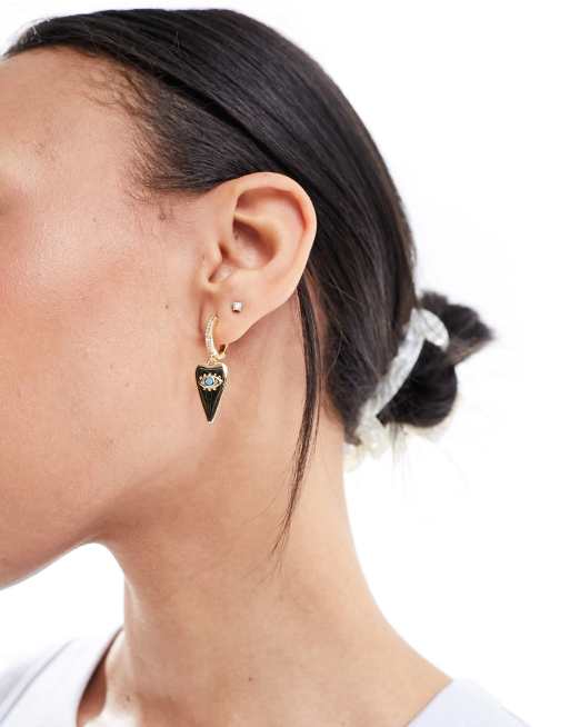 South Beach eye charms huggie hoop earrings in gold ASOS