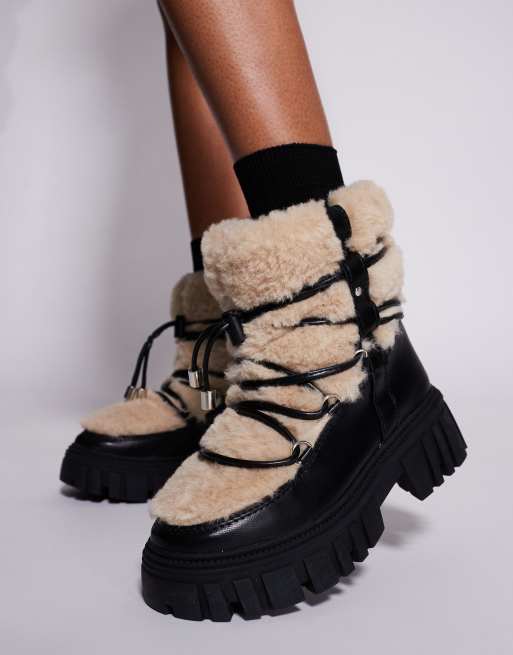 winter boots faux lace up boots