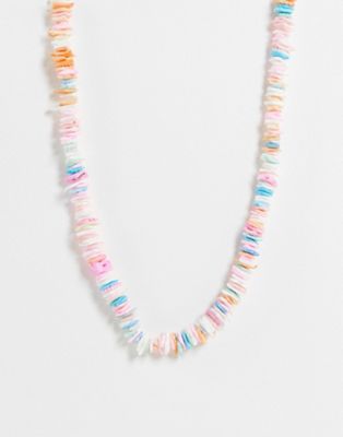 South Beach faux pearl chipping necklace in pink multi