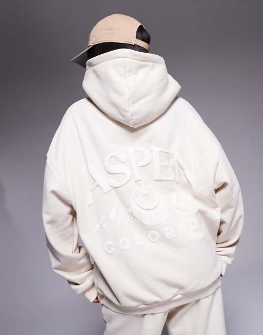 South Beach - Felpa con cappuccio crema oversize