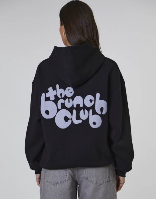 South Beach - Felpa con cappuccio nera con scritta The Brunch Club, 5 di 7