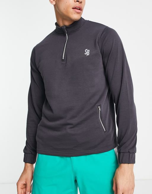 South Beach - Felpa con nera con zip corta 