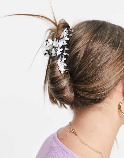 South Beach - Fermaglio per capelli in resina bianco e nero tartarugato