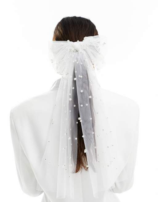 South Beach - Fiocco da sposa decorato con perle bianco
