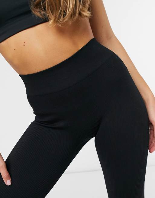 South Beach fitness seamless ribbed leggings in black, 3 of 4