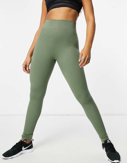 South Beach fitness seamless ribbed leggings in khaki