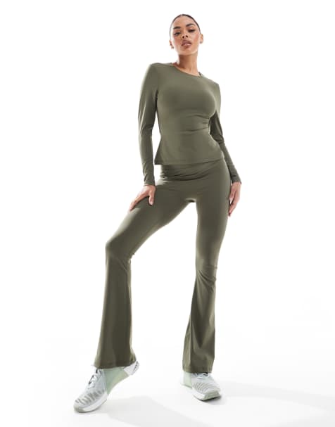 South Beach Flared high waist  legging in khaki - view 1