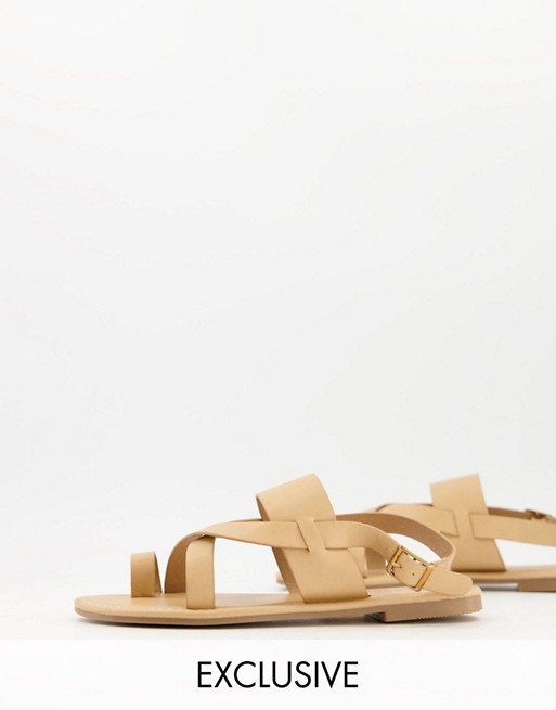 South Beach flat sandals with toe loop in natural