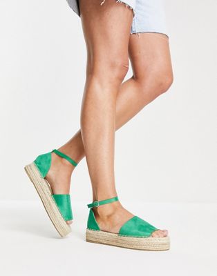 South Beach flatform espadrille sandals in green