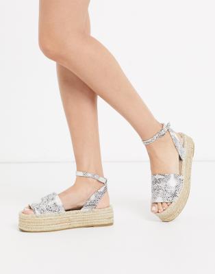 South Beach South Beach flatform espadrille sandals in snake-Multi