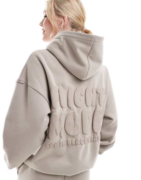 South Beach Flight mode back graphic hoodie in stone - view 1