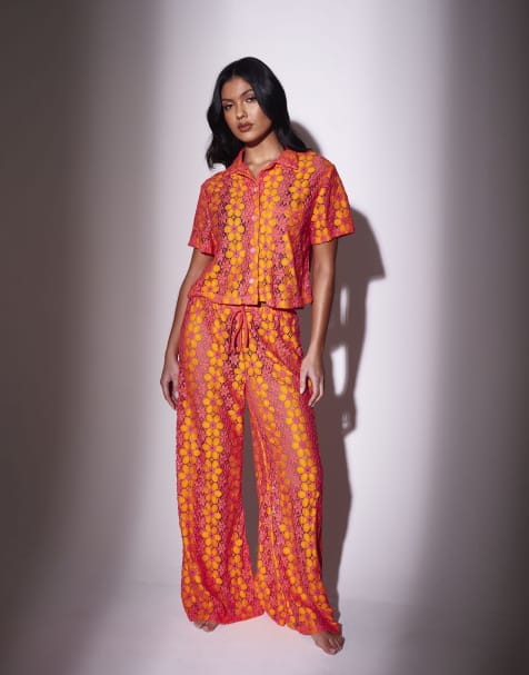 South Beach Floral crochet co ord set in multi - view 1