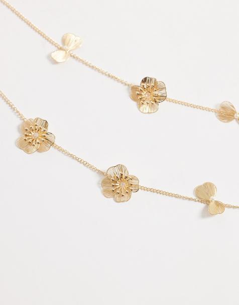 South Beach flower belly chain in gold - view 1