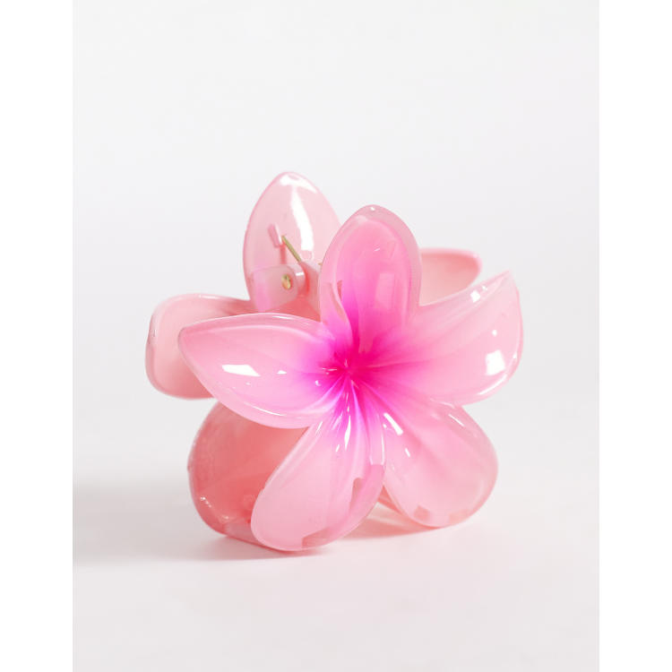 South Beach flower claw clip in fuchsia pink | ASOS