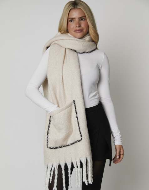 South Beach Fluffy pocket scarf in white - view 1