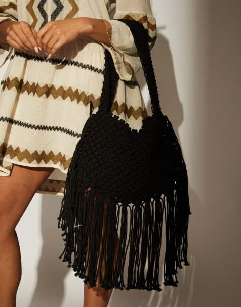South Beach Fringe detail shoulder bag in black - view 1