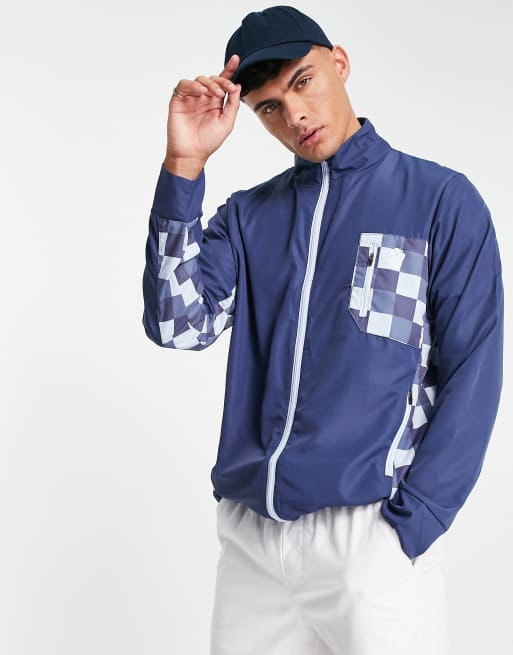 South Beach full zip lightweight jacket with geo print 