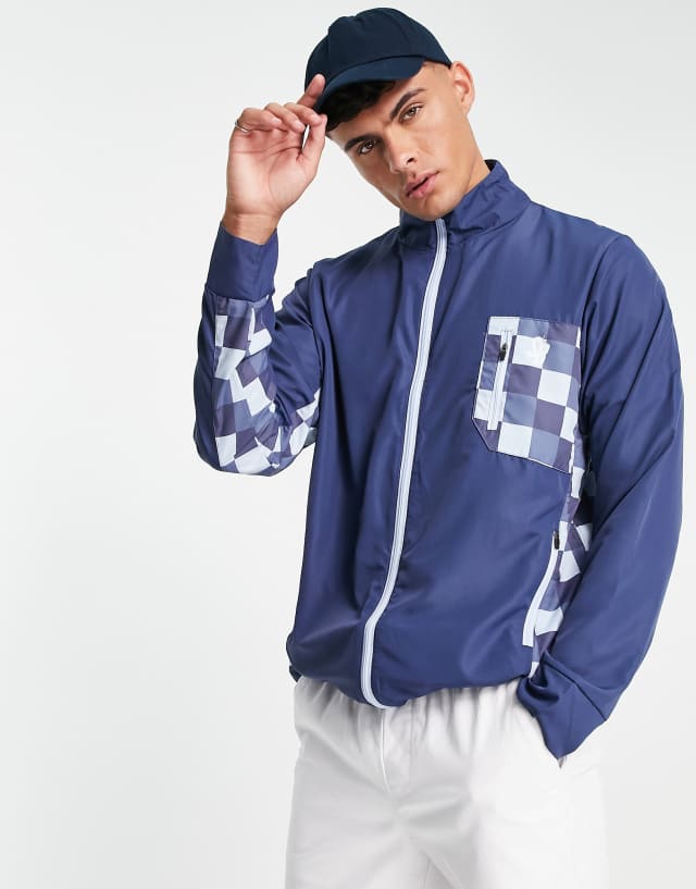 South Beach full zip lightweight jacket with geo print